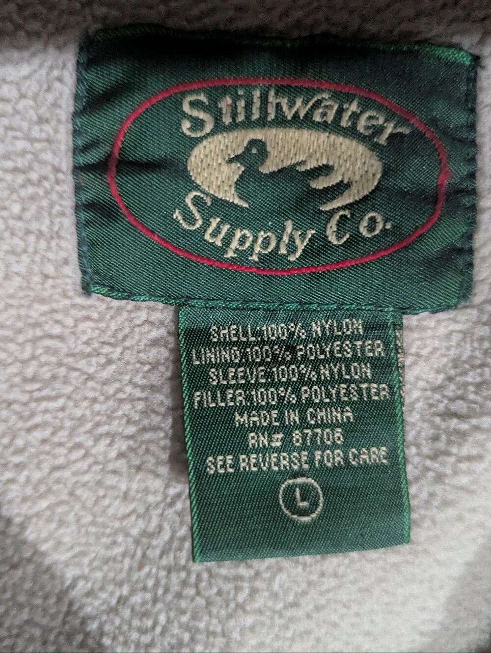 Cabela's Stillwater Supply Co Women's Khaki Nylon Zip Jacket Fleece Lining Sz L